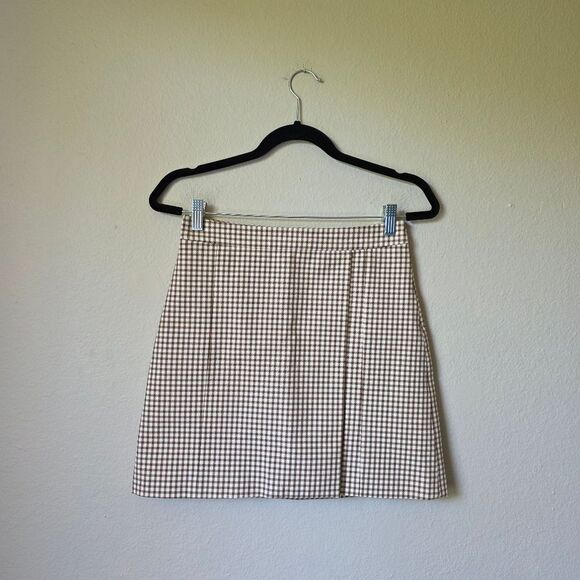 Theory Pin Dot A Line Creme Mini Skirt Size 0 - Picture 2 of 8